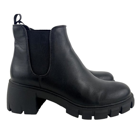 Steve Madden Shoes - Steve Madden Boots Size 9 Howler Women Black Faux Leather Platform Chunky Ankle